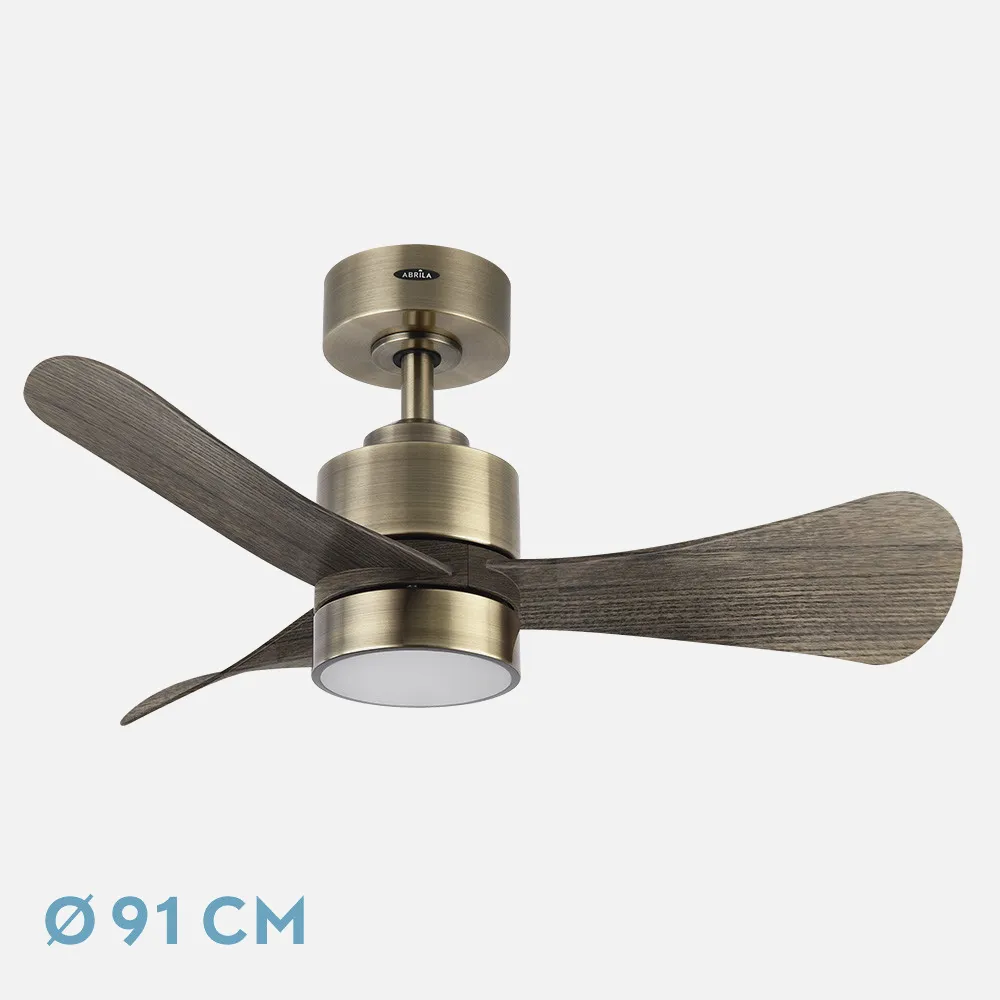 207791336 - Ventilador Dc Zepelin 18w 1900lm Cuero/roble 3aspas  91d 3000-4000-6500k Remoto,memoria Y Temporizador