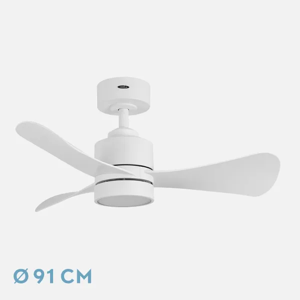 Ventilador Dc Zepelin 18w 1900lm Blanco 3aspas 91d 3000-4000-6500K Remoto,memoria Y Temporizador