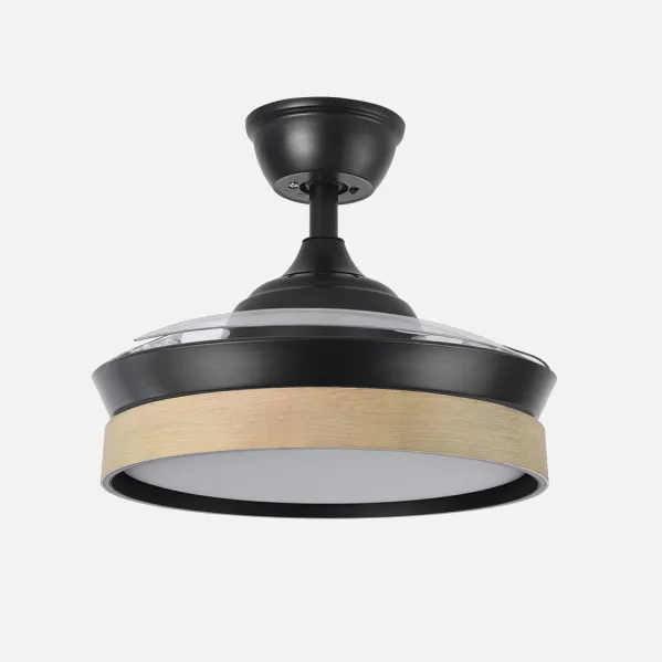 Ventilador Dc Iglu Negro/haya 72w 6120lm 91d 3asp.desplegable 3000-4000-6000k Remoto, Temporizador, Memoria