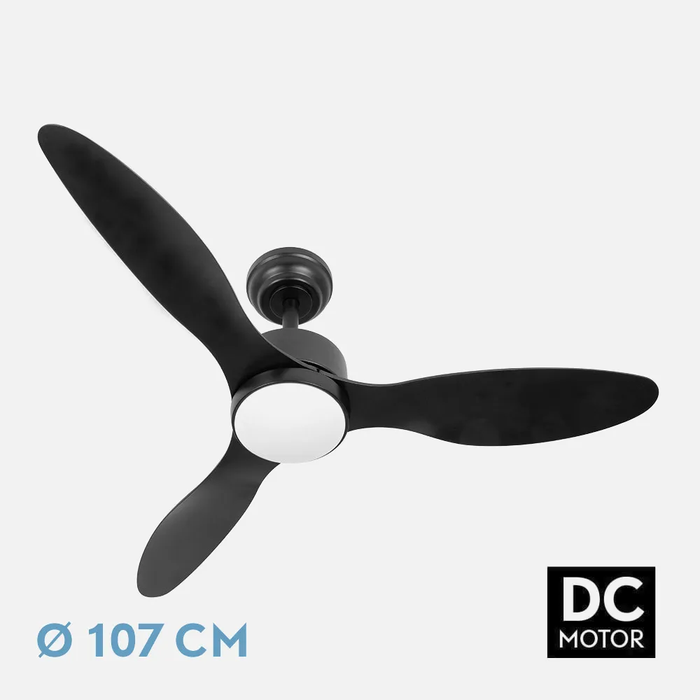 209491309 - Ventilador Dc Serpa 24w Negro 3aspas 6vel 107d 2424lm 3000-4000-6500k Remoto+regulable Intensidad+temporizador+memoria