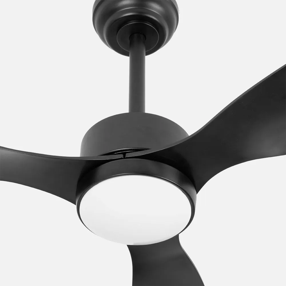 Ventilador Dc Serpa 24w Negro 3aspas 6vel 107d 2424lm 3000-4000-6500k Remoto+regulable Intensidad+temporizador+memoria