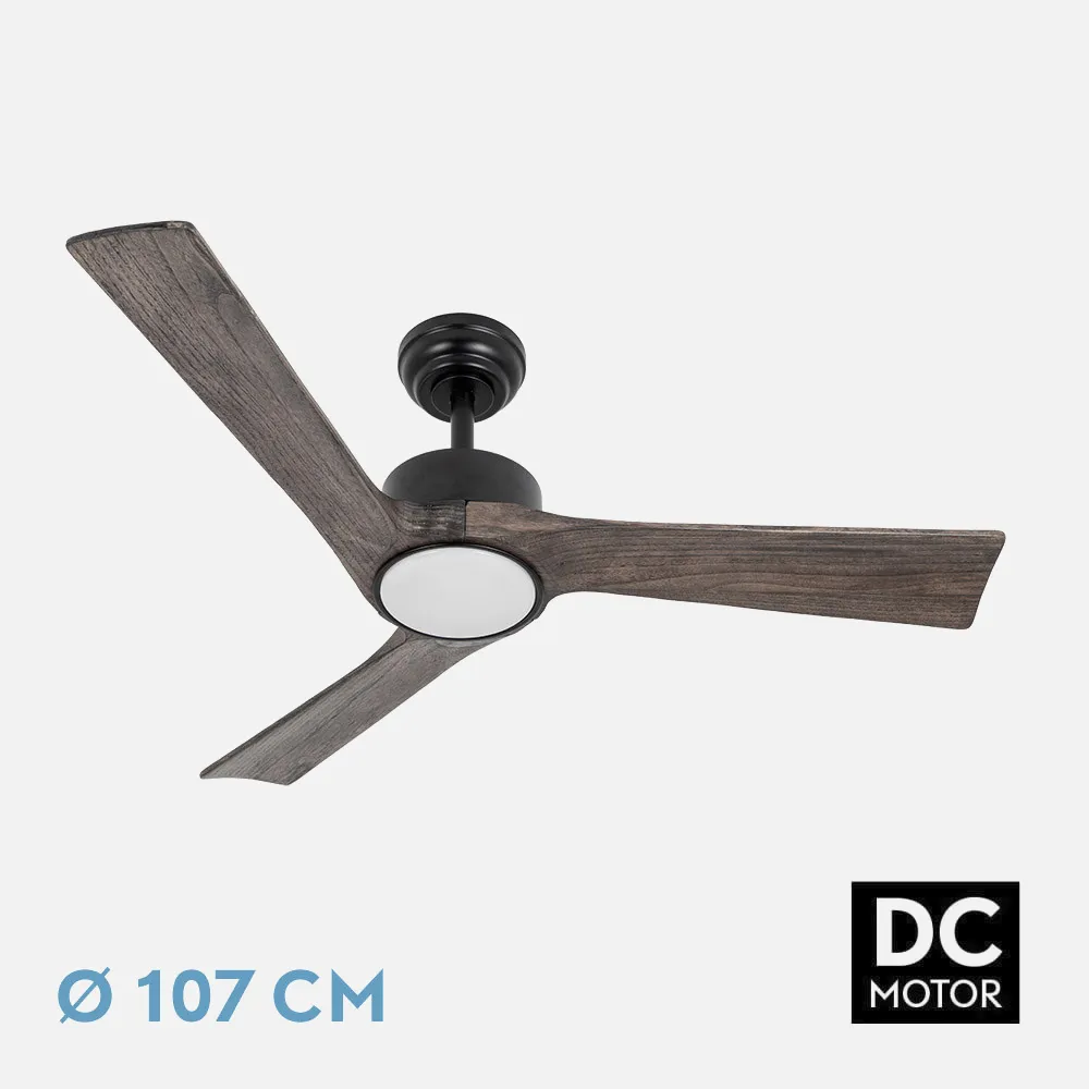 209291364 - Ventilador Dc Orinoco 24w Negro 3aspas Roble 107d 2424lm 3000k,4000k,6500k Remoto+regulador Intensidad+temperatura+memoria