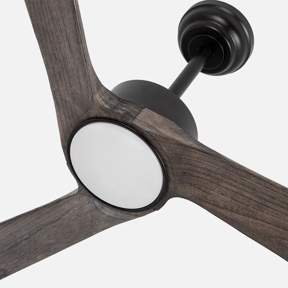 Ventilador Dc Orinoco 24w Negro 3aspas Roble 107d 2424lm 3000k,4000k,6500k Remoto+regulador Intensidad+temperatura+memoria
