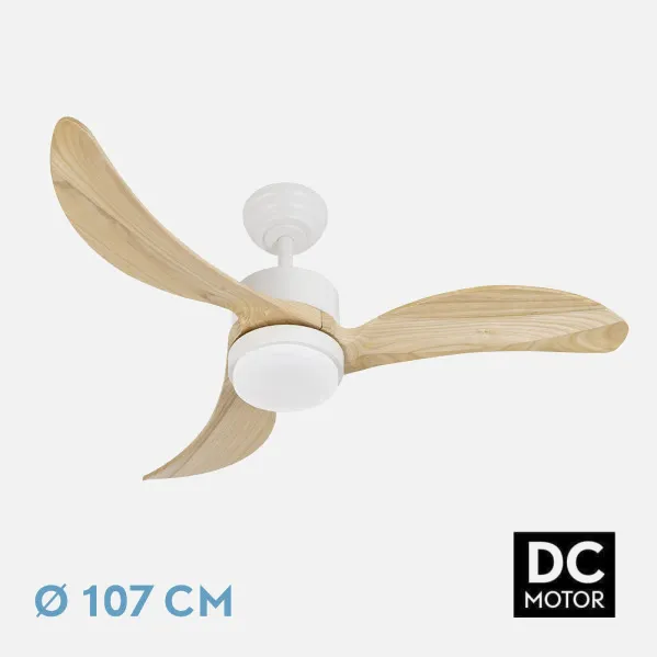 Ventilador Dc Bembezar 24w Blanco 3aspas Haya 107d 2424 Lm3000-4000-6500k Remoto+regulador Intensidad+temporizador+memoria