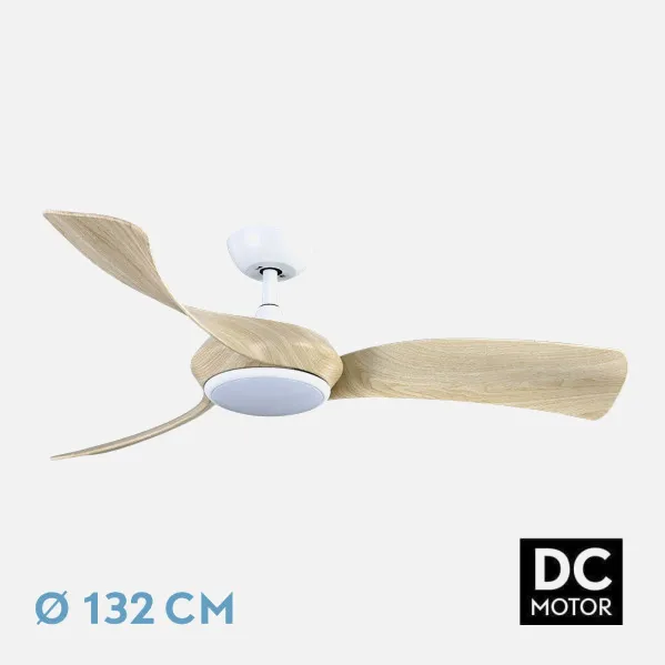 Ventilador Dc Cerdeña 30w 2950lm Blanco/haya 3aspas 3000k,4500k,6000k Regulable Intensidad+ Remoto+ Temporizador+ Memoria