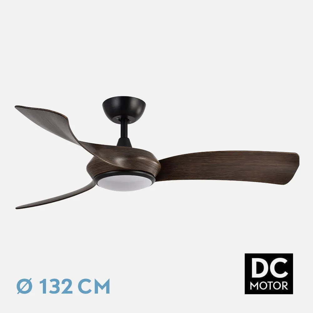 208291336 - Ventilador Dc Cerdeña 30w 2950lm Negro/roble 3aspas 3000k,4500k,6000k Regulable Intensidad+ Remoto+ Temporizador+ Memoria