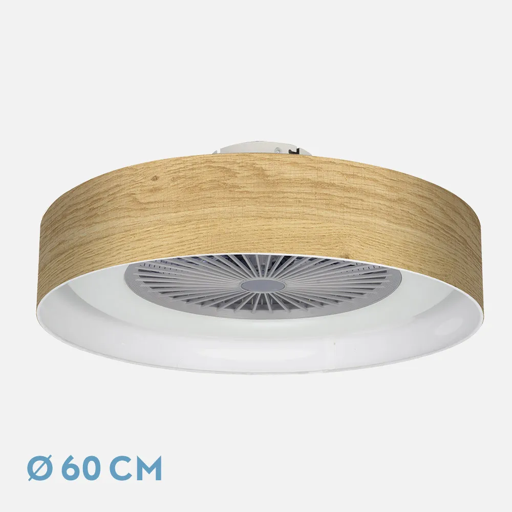 Ventilador Jerte 72w Madera Clara 60d 3000-4000-6000k 5asp 8000lm Remoto,memori,reg.int,tempor