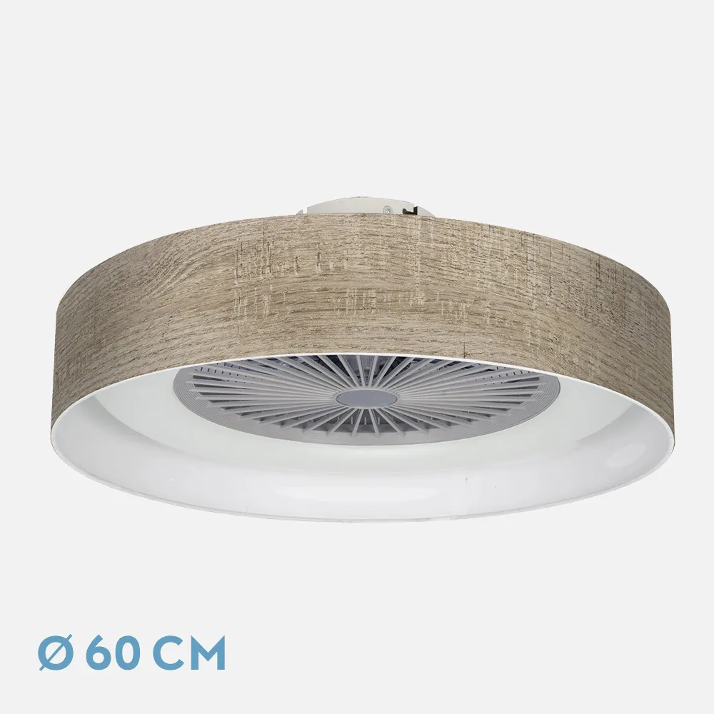 Ventilador Jerte 72w Madera Gris 57,5d 3000-4000-6000k 5asp 8000lm Remoto,memori,reg.int,tempor