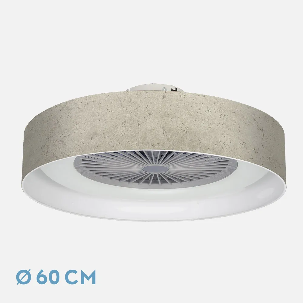 Ventilador Jerte 72w Cemento Gris 60d 3000-4000-6000k 5asp 8000lm Remoto,memori,reg.int,temporizador