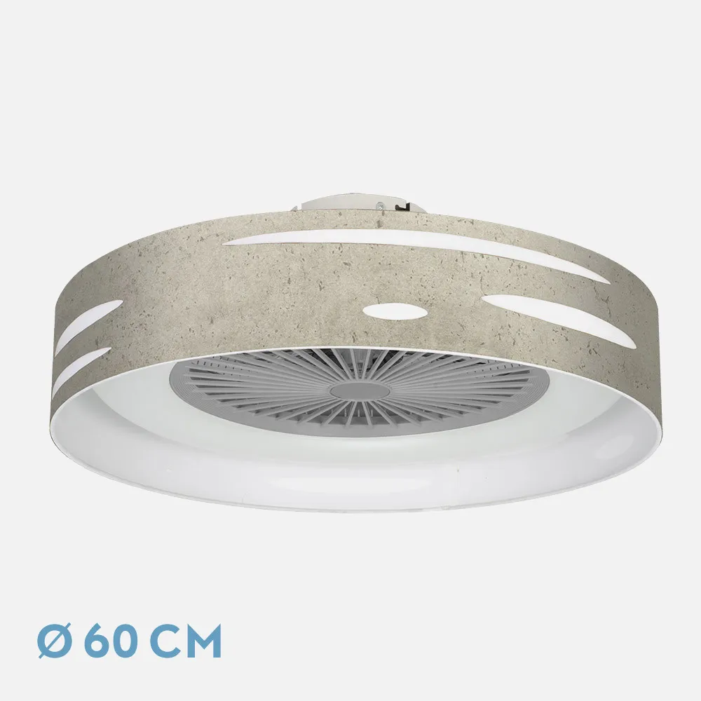 Ventilador Odra 72w Cemento Gris 60d 3000-4000-6000k 5 Asp 8000lm Remoto, Reg Int, Temporizador