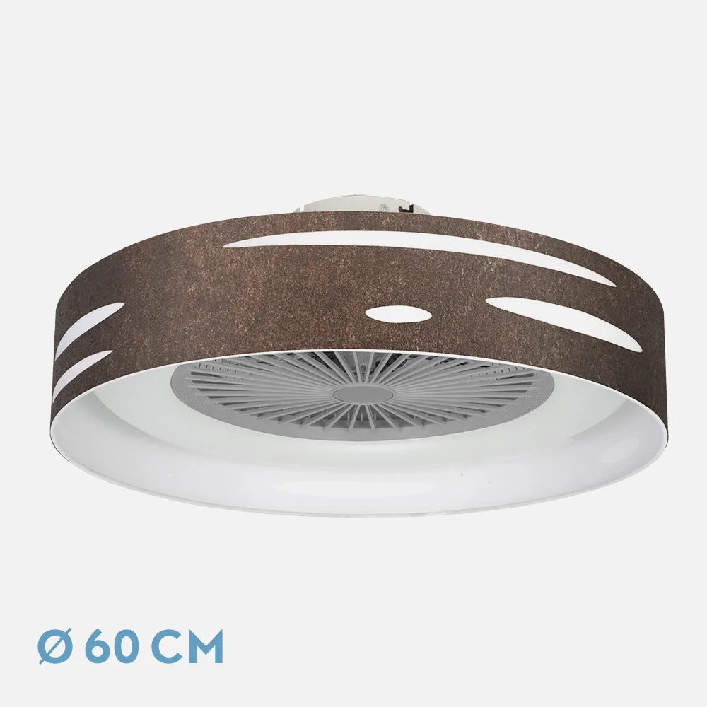 Ventilador Odra 72w Oxido 60d 3000-4000-6000k 5 Asp 8000lm Remoto, Reg Int, Tempor