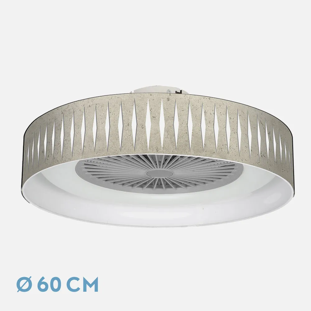 Ventilador Piron 72w Cemento Gris/blanco 60d 3000-4000-6000k 5 Asp 8000lm Remoto, Reg Int, Tempor