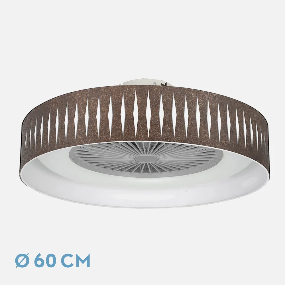 Ventilador Piron 72w Oxido/blanco 60d 3000-4000-6000k 5 Asp 8000lm Remoto, Reg Int, Tempor