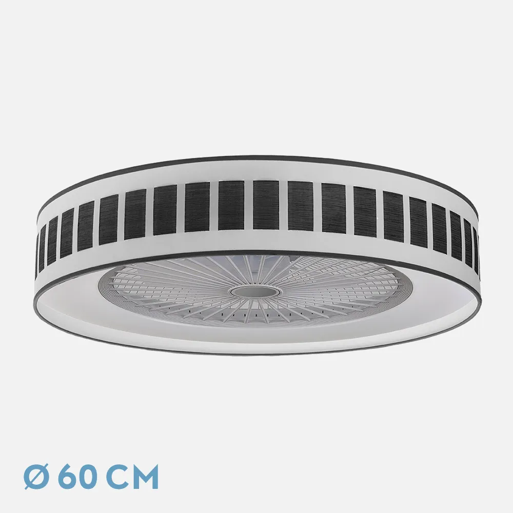 Ventilador Ivanna 72w Blanco-mad. Negra 8000lm 3 Velocidades 5 Aspas 3col Remoto,memoria,temporizador,reg.Intensidad 25x60x60 Cm