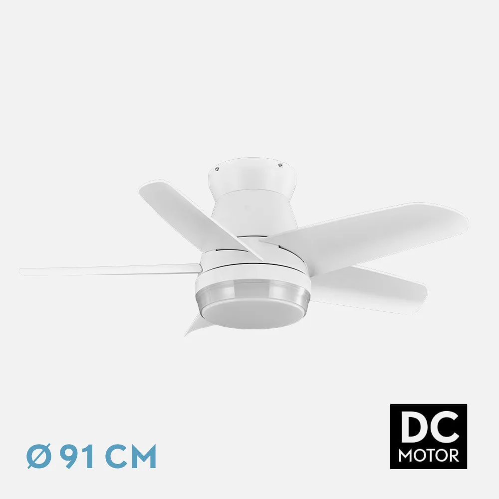 207991501 - Ventilador Dc Neutron 24w 2400lm Blanc 5 Aspas 91d  3000k,4500k,6000k, Remoto+temporizador+memoria
