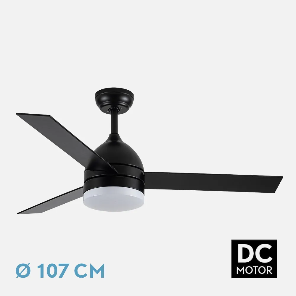 212691336 - Ventilador Dc Legio 26w Negro 3aspas negro/roble 107d 2950lm 3000-4000-6000k Remoto+memoria+temporizador