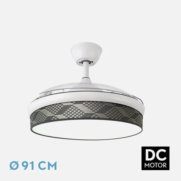 Ventilador Dc Moda 72w Blanc/tetris Gris 91d 3asp 7200lm 3000-4000-6000k Remoto+ Memoria+ Temporizador