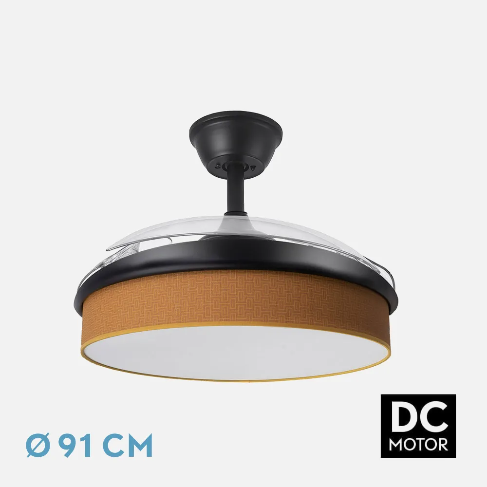 212480909 - Ventilador Dc Moda 72w Negro/naranja 91d 3aspas 7200lm 3000-4000-6000k Remoto+ Memoria+ Temporizador