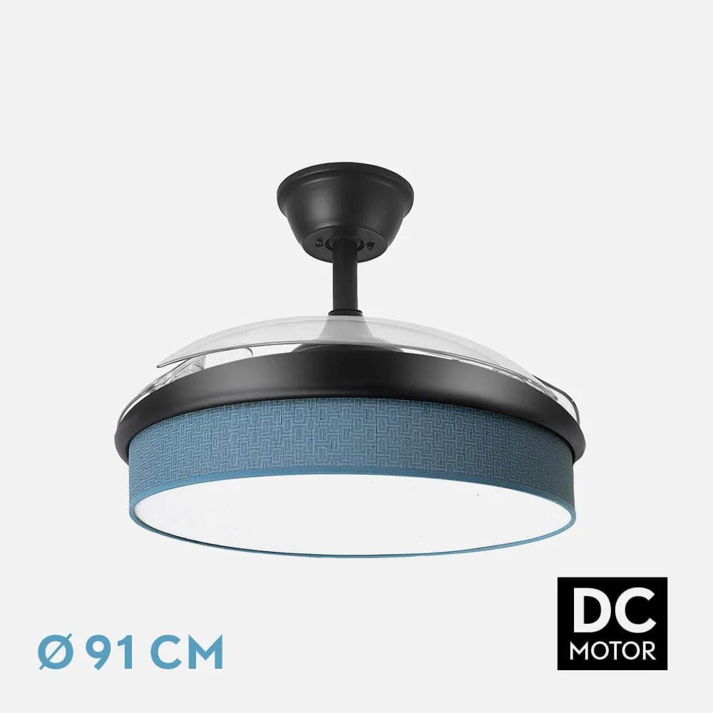 212480809 - DC Fashion Fan 72w Black/Blue 91d 3blades 7200lm 3000-4000-6000k Remote+ Memory+ Timer