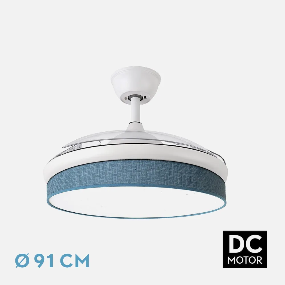 212480801 - DC Fashion Fan 72w White/Blue 91d 3blades 7200lm 3000-4000-6000k Remote+ Memory+ Timer