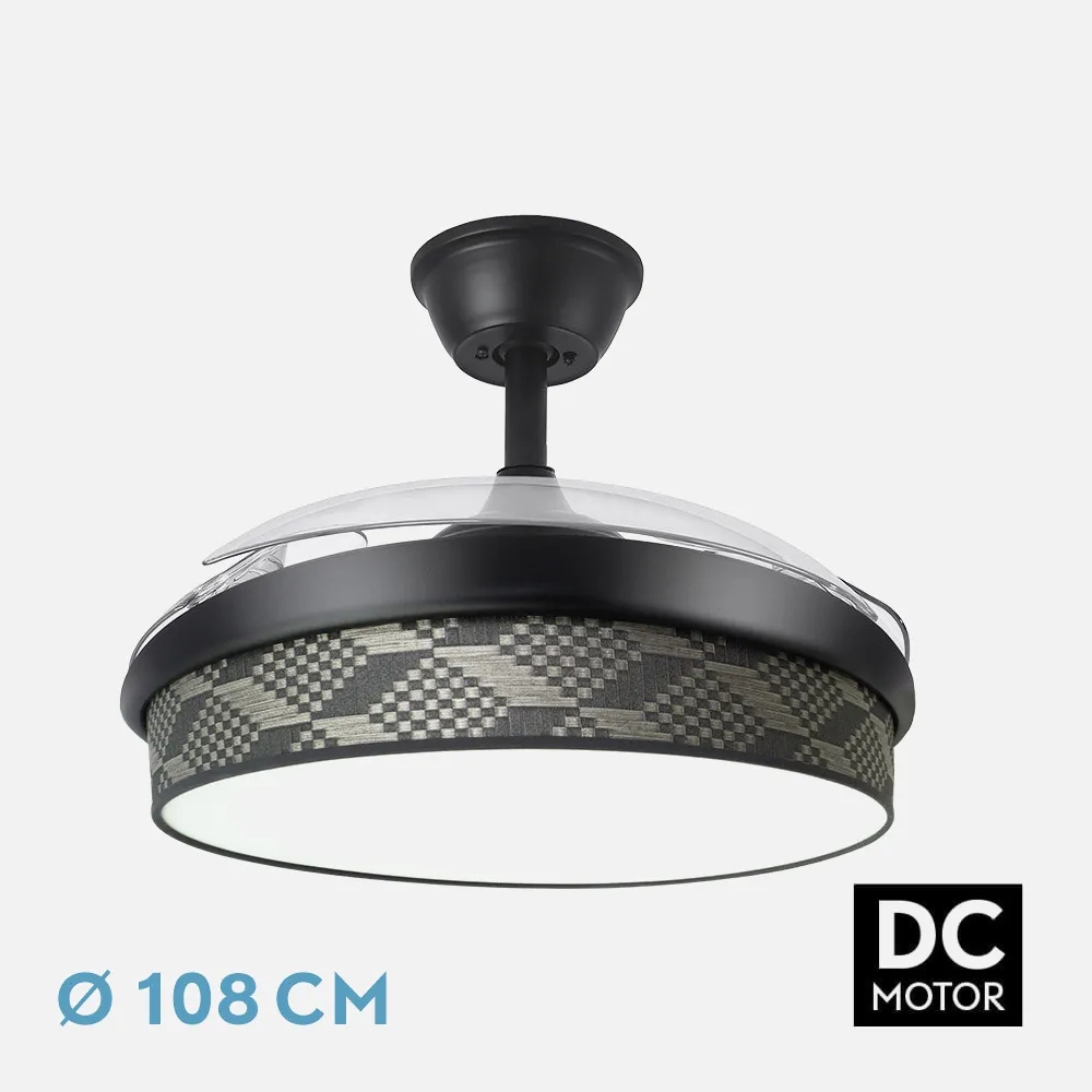 212491109 - Fan Dc Fashion 72w Black/tetris Grey 108d 3blades 7200lm 3000-4000-6000k Remote+ Memory+ Timer