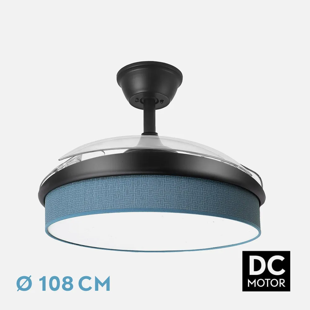 212490809 - Fan Dc Fashion 72w Black/blue 108d 3blades 7200lm 3000k,4000k,6000k, Remote+memory+timer