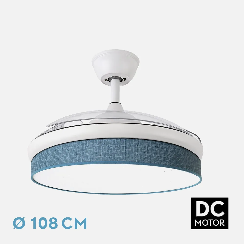 212490801 - Fan Dc Fashion 72w White/blue 108d 3blades 7200lm 3000k,4000k,6000k Remote+memory+timer