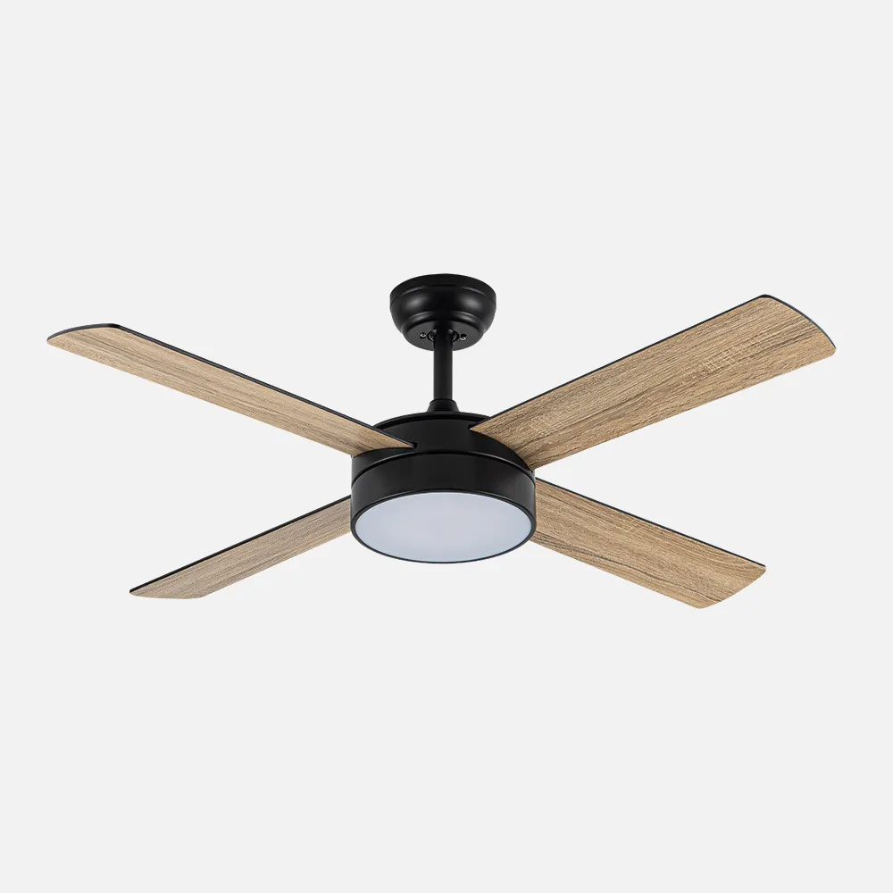 Ventilador Dc Nevery 26w Negro 4aspas Negro/roble 122d 2950lm 3000-4000-6000k Remoto-temporizador-memoria 24