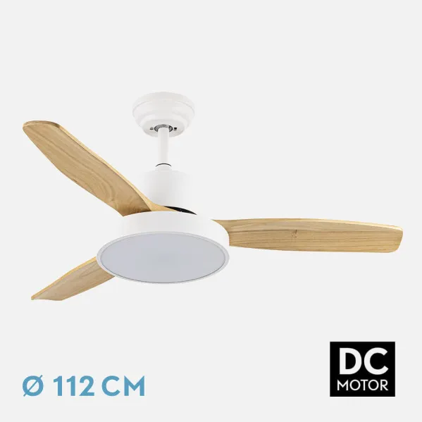 Ventilador Dc Kavala 48w Blanco 3aspas Haya 112d 6velocidades 4078lm 3000-4000-6000k Remoto+memoria+temporizador