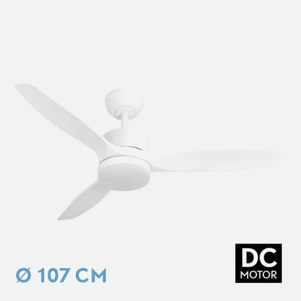 Ventilador Dc Torino 24w Blanc 3aspas 6vel 107d 2424lm 3000k,4000k,6500k Remoto+temporizador+memoria