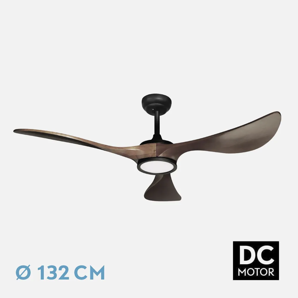 211991309 - Ventilador Dc Viana 18w Negro/roble 3aspas132d Regulable Intensidad 2250lm 3000k, 4000k, 6000k Remoto+ Temporizador+ Memoria
