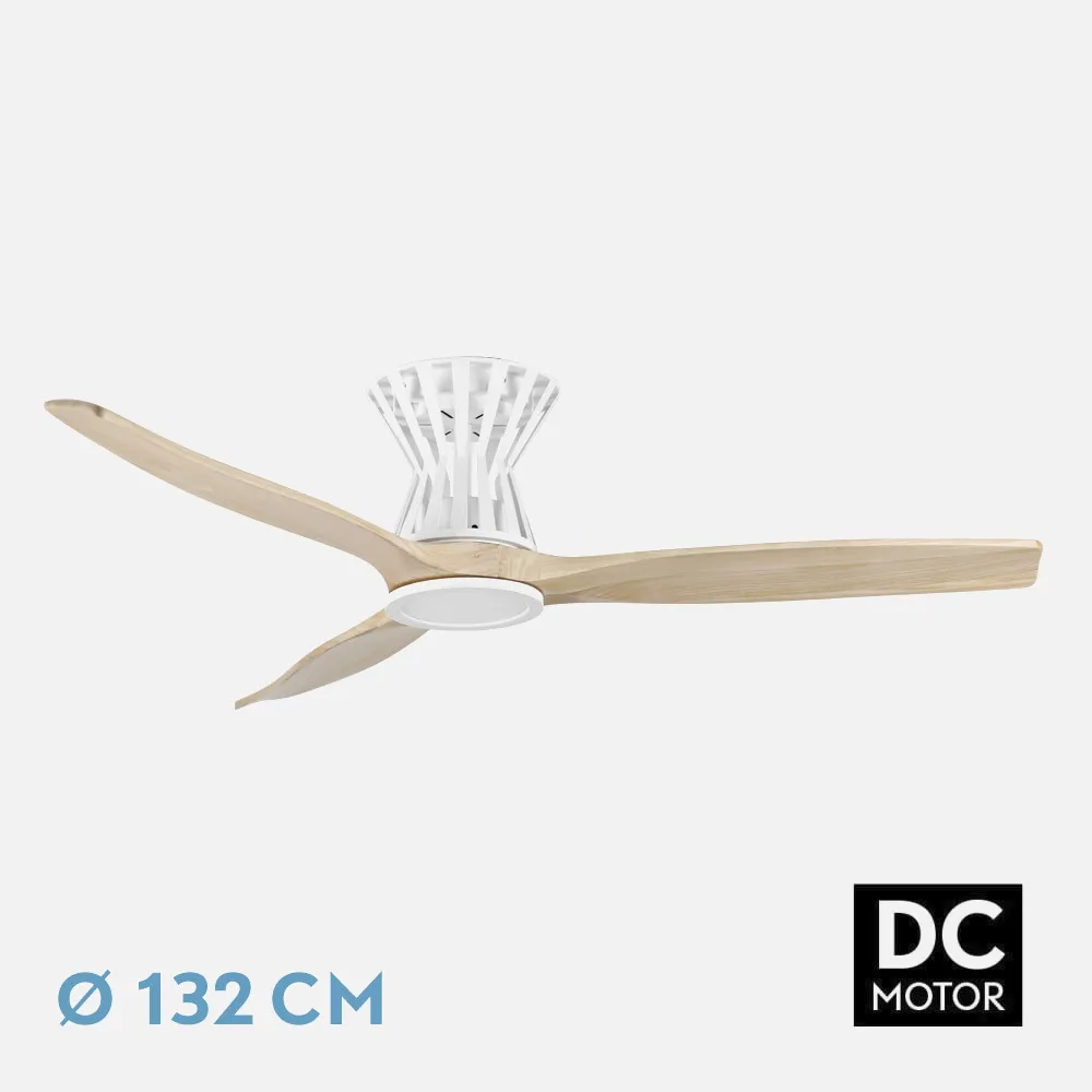 211891368 - Ventilador Dc Baltir 18w Blanco/haya 3aspas 132d Regulable Intensidad 2250lm 3000k,4000k,6000k Remoto+temporizador+memoria
