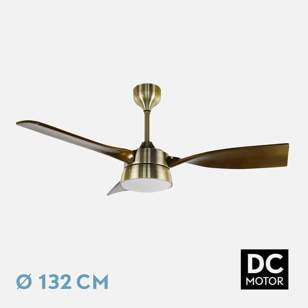 212291364 - Ventilador Dc Estio 24w Cuero/roble 3aspas132d Regulable Intensidad 2650lm 3000k,4000k,6000k Remoto+temporizador+mamoria