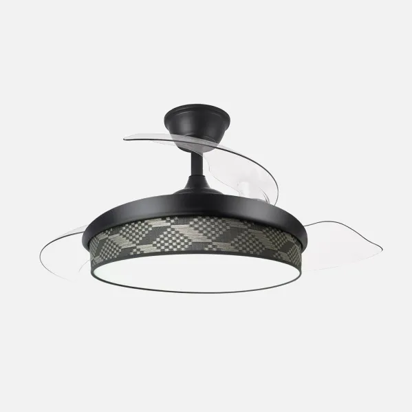 Ventilador Dc Moda 72w Negro/tetris Gris 108d 3aspas 7200lm 3000-4000-6000k Remoto+ Memoria+ Temporizador