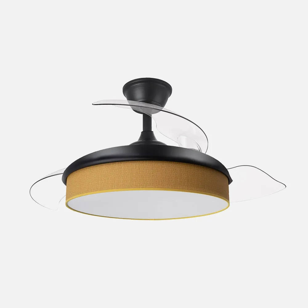 Ventilador Dc Moda 72w Negro/amarillo 108d 3aspas 7200lm 3000-4000-6000k Remoto+memoria+temporizador