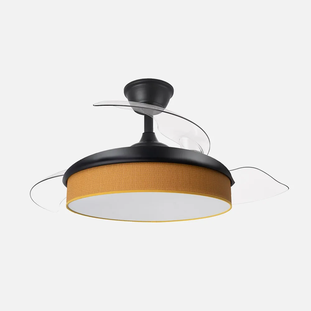 Ventilador Dc Moda 72w Negro/naranja 108d 3aspas 7200lm 3000-4000-6000k Remoto+memoria+temporizador