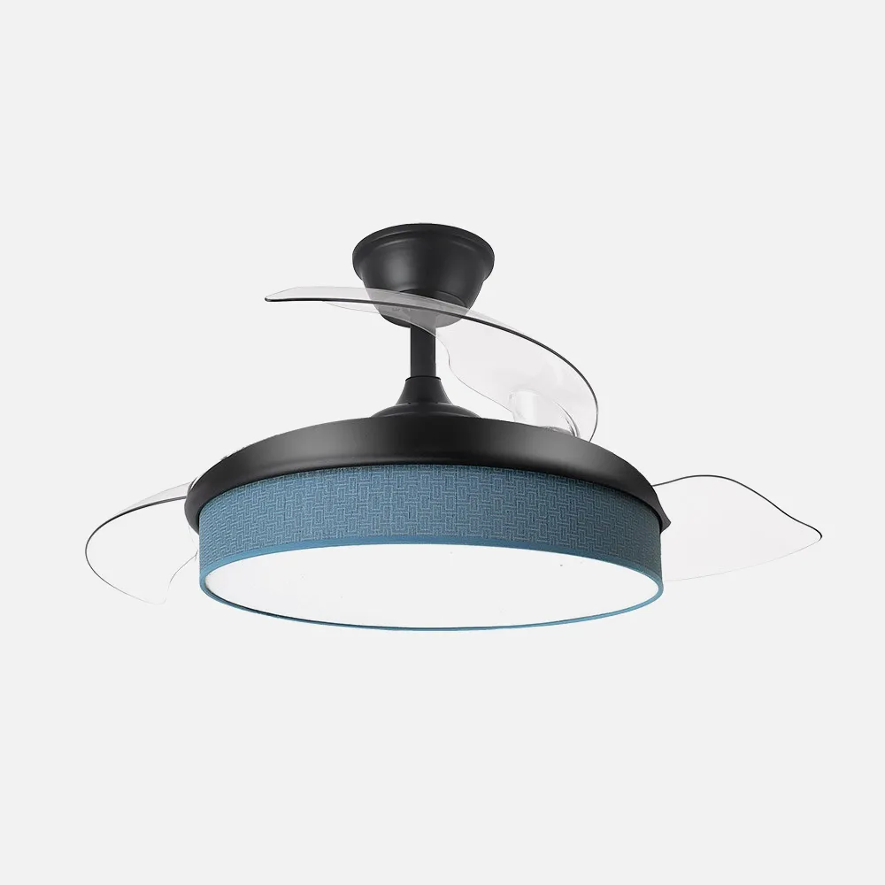 Ventilador Dc Moda 72w Negro/azul 108d 3aspas 7200lm 3000k,4000k,6000k, Remoto+memoria+temporizador