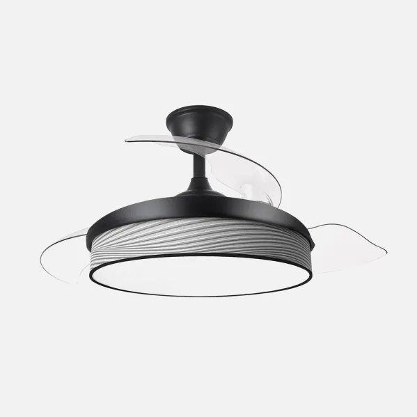 Ventilador Dc Moda 72w Negro/surco Gris 108d 3aspas 7200lm 3000k,4000k,6000k Remoto+memoria+temporizador