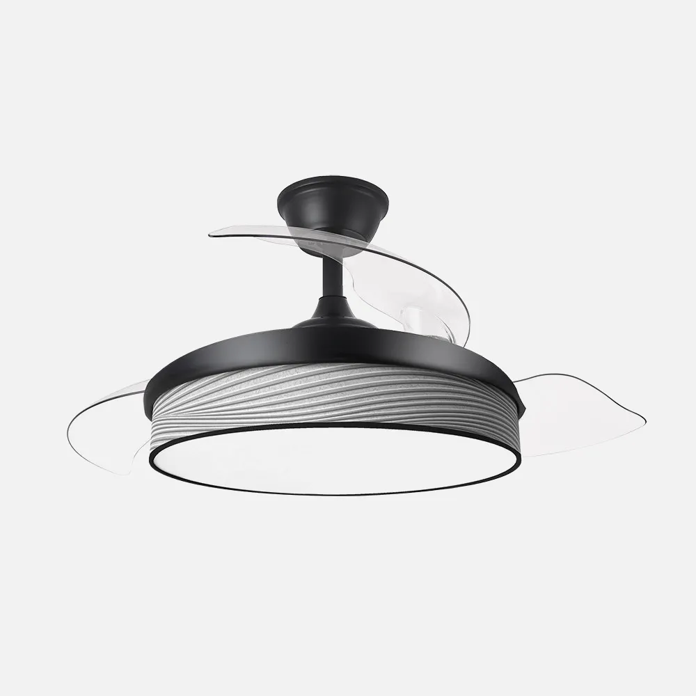 Ventilador Dc Moda 72w Negro/surco Gris 108d 3aspas 7200lm 3000k,4000k,6000k Remoto+memoria+temporizador
