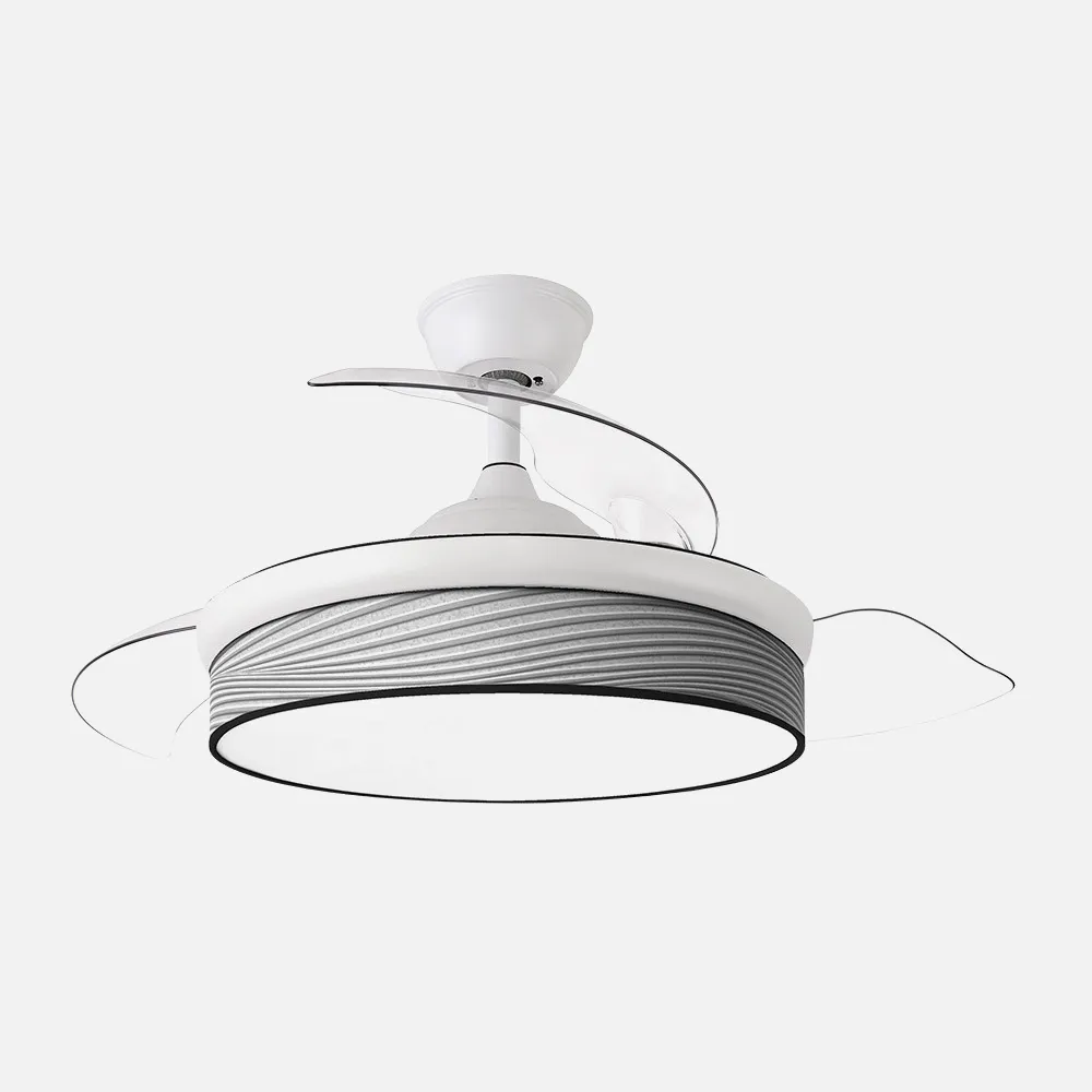 Ventilador Dc Moda 72w Blanco/surco Gris 108d 3aspas 7200lm 3000k,4000k,6000k Remoto+memoria+temporizador