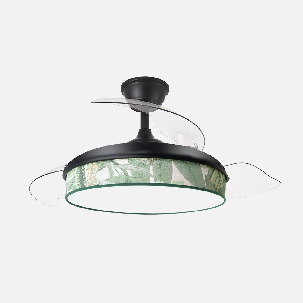 Ventilador Dc Moda 72w Negro/hoja Verde 108d 3aspas 7200lm 3000k,4000k,6000k Remoto+memoria+temporizador