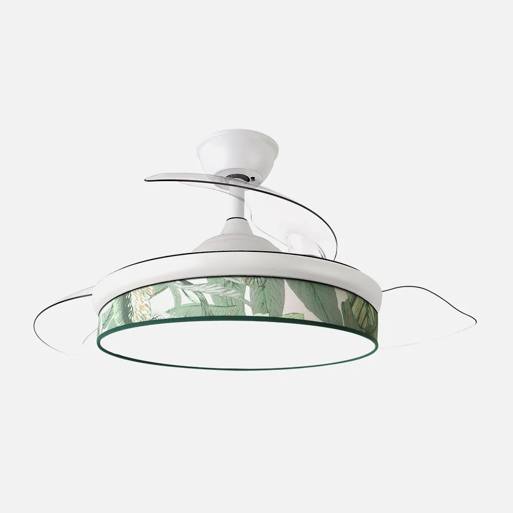 Ventilador Dc Moda 72w Blanco/hoja Verde 108d 3aspas 7200lm 3000k,4000k,6000k Remoto+memoria+temporizador
