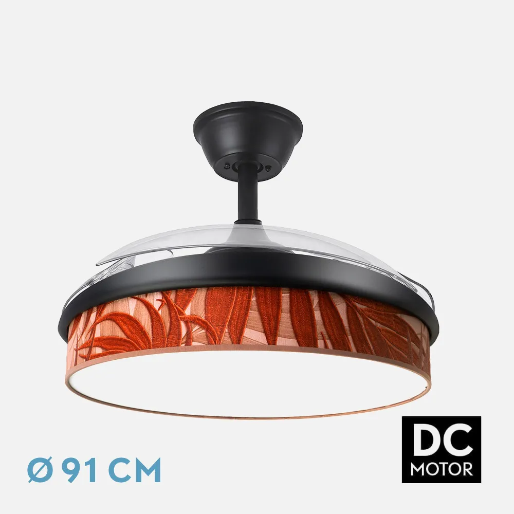 212480209 - Fan Dc Fashion 72w Black/Leaf Caldera  91d 3blades 7200lm 3000k, 4000k, 6000k Remote+ Memory+ Timer