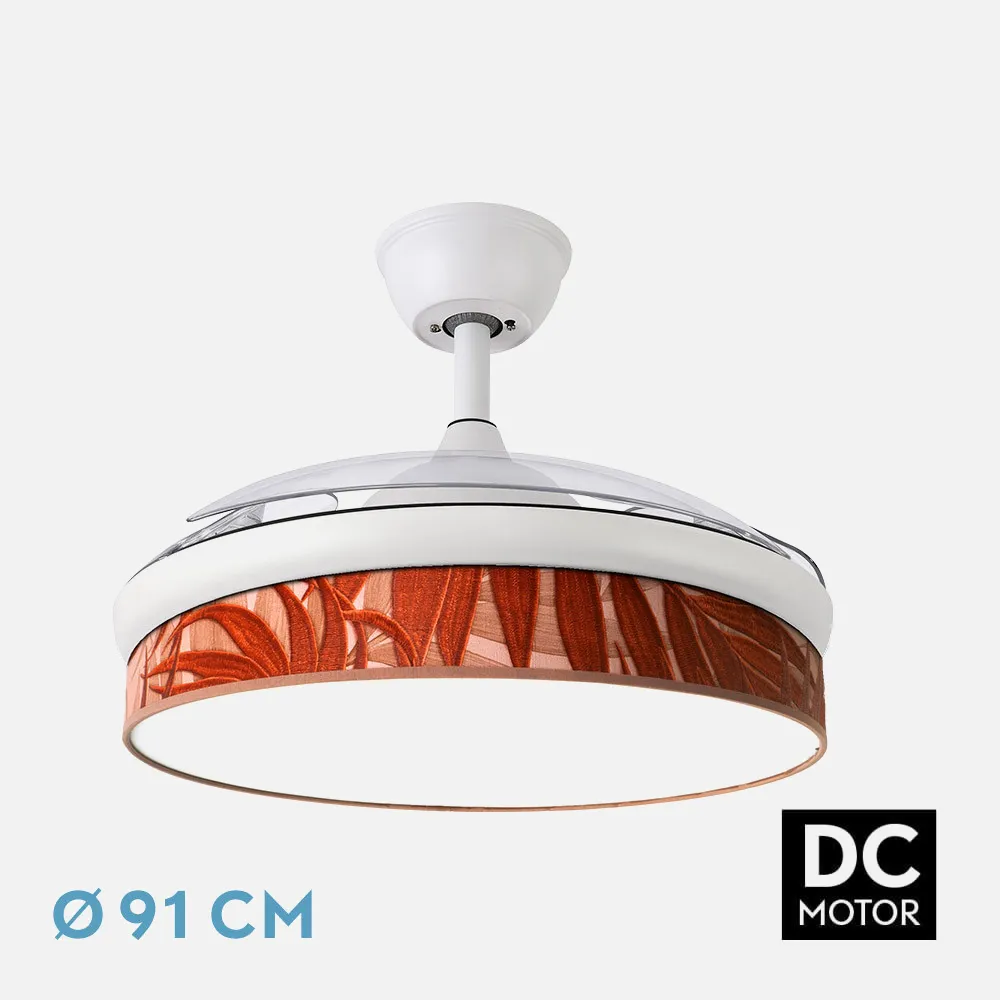 212480201 - Fan Dc Fashion 72w White/Leaf Caldera  91d 3blades 7200lm 3000k, 4000k, 6000k Remote+ Memory+ Timer
