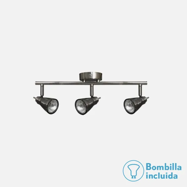 Bomba de Strip Spotlight Tabernas Nickel 3xgu10. LED incl 15x50