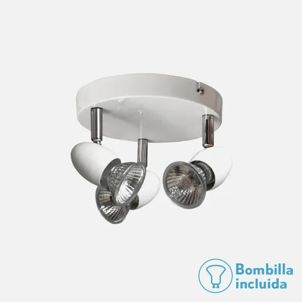 Plafon Foco Sonora Blanco 3xgu10 Bomb. incl 13x17d