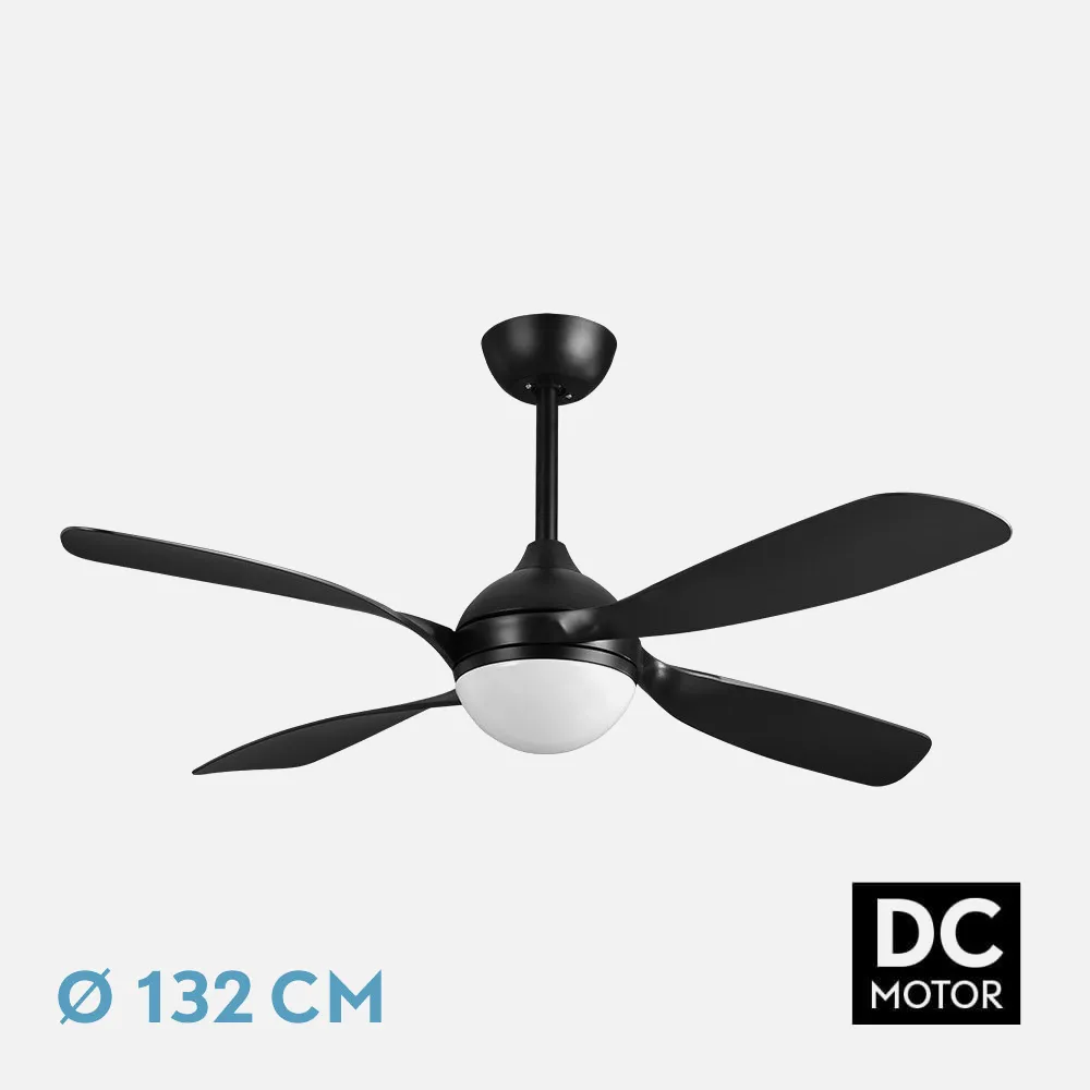 208191409 - Ventilador Dc Livorno 30w 3250lm Negro 132d 4aspas 3000k,4500k,6000k, Remoto+ Temporizador+ Memoria