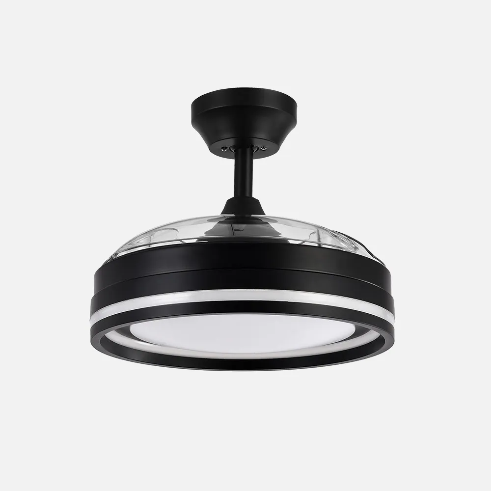 Ventilador Dc Cerrato Negro 72w 3aspas Desplegables 107d 7200lm 6vel 3000k,4500k,6000k, Remoto+temporizador+memoria