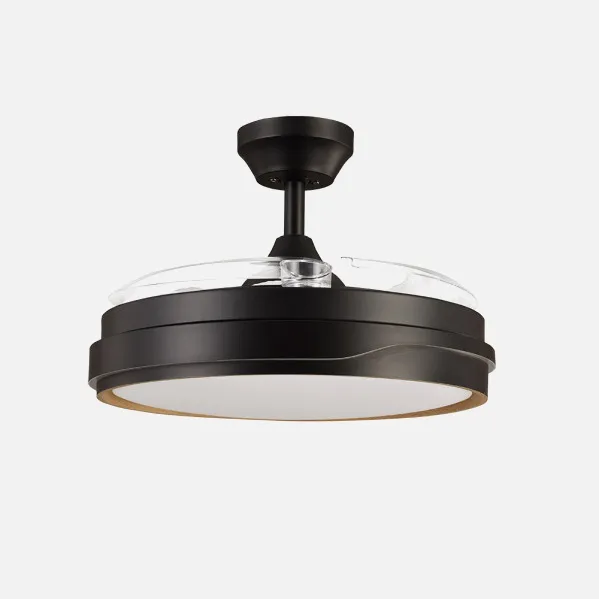 Ventilador Dc Tempano Negro/madera 72w 3aspas 107d 7200lm 6vel 3000k,4500k,6000k Remoto+temporizador+memoria
