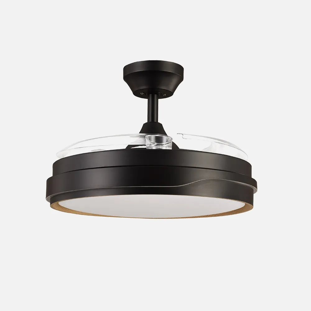 Ventilador Dc Tempano Negro/madera 72w 3aspas 107d 7200lm 6vel 3000k,4500k,6000k Remoto+temporizador+memoria